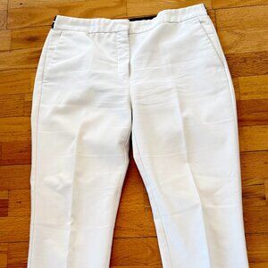 ZARA WHITE TROUSERS PANTS WOMENS SIZE L TUXEDO STRIPE BACK TAPING